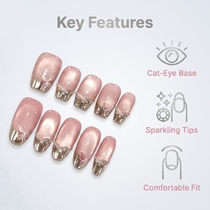 Lot de 10 faux ongles carrés français en acrylique faits à la main de haute qualité pour usage quotidien et trajets quotidiens - Product Image 3