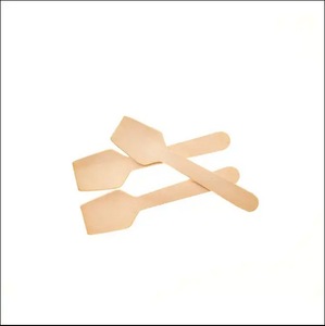 Venta al por mayor 95mm Mini desechables cucharas de helado de lujo cubiertos de madera biodegradables con diseño de pala - Product Image 2