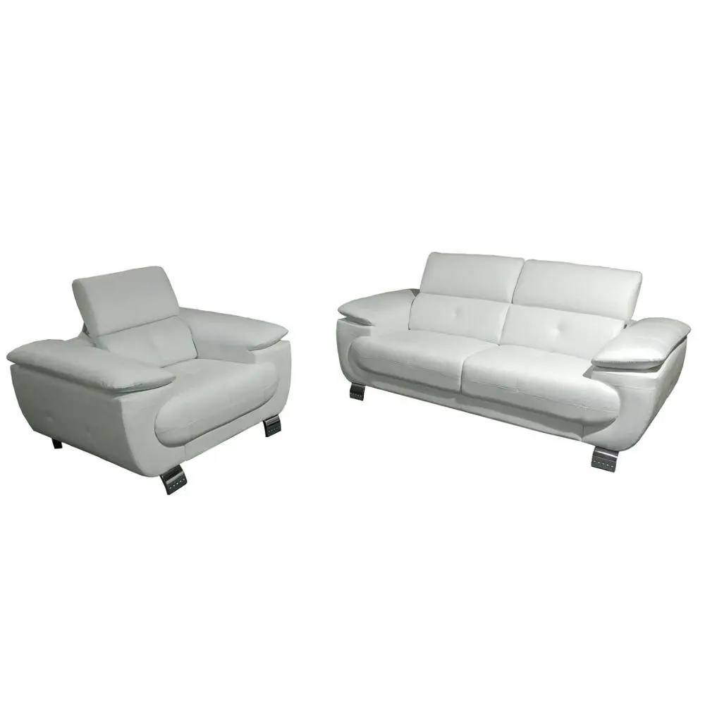 Witte kleur verstelbare hoofdsteun lederen sofa sets modern design lawson sofa (C40)