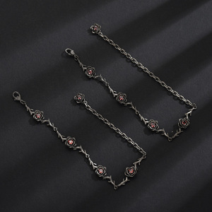 Chuangcan Thorn Rose <b>Bracelet</b> Silver Black Adjustable Unisex Jewelry for <b>Couple</b> Gift - Product Image 2