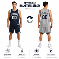 Jersey Basket Reversibel RTS Seragam Tim Kustom Bernapas Cepat Kering Pakaian Olahraga Santai Dengan Cetak Nomor Pengiriman Cepat