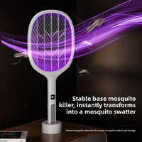 Anti-moustiques 2-en-1 rechargeable, portable, avec affichage du niveau de batterie, haute tension de destruction, pour la maison, l'intérieur et la ferme
