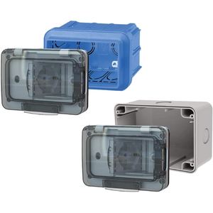 4Box WIDE .015 Enchufe Schuko de 1 Salida IP55 Gris ABS para Caja Empotrada Tipo 503 - Product Image 5