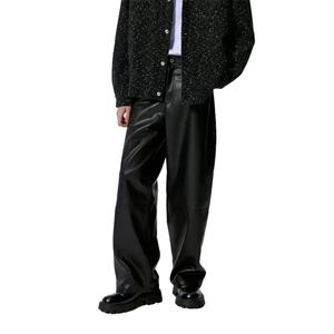 กางเกงหนังแฟชั่นใหม่สั่งทำขายส่งสำหรับผู้ชาย สไตล์มอเตอร์ไซค์ ทรงตรง ทรงหลวม กางเกงหนังผู้ชาย - Product Image 1