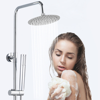 Ensemble de robinetterie de douche thermostatique contemporain en acier inoxydable apparent pour salle de bain, avec système de douche pluie, idéal pour les hôtels