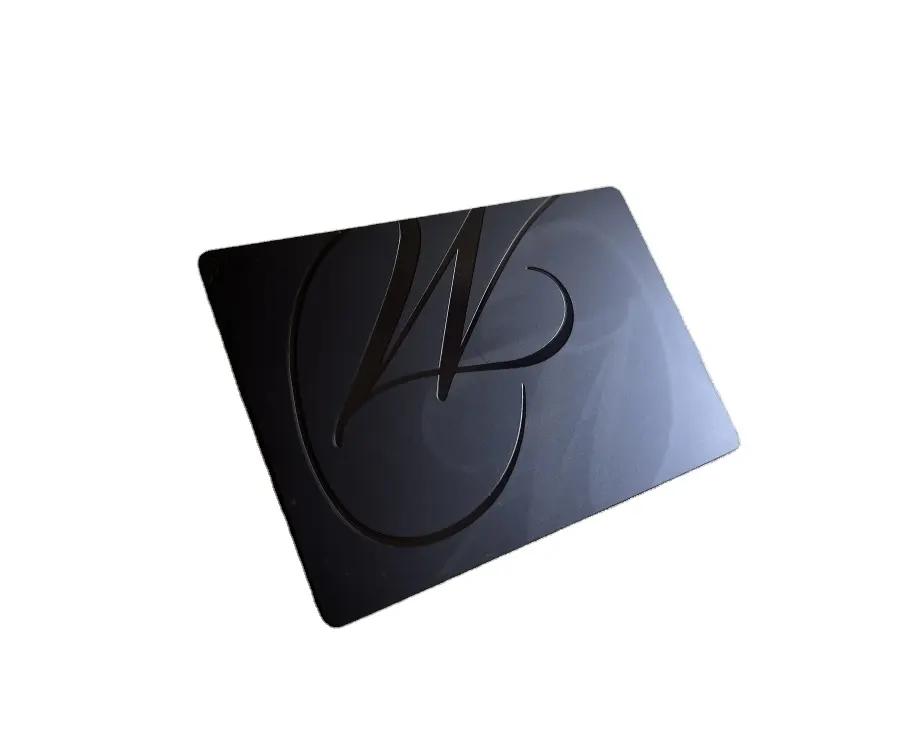 Lazer kesim üreticisi özel baskı paslanmaz çelik siyah UV Metal kartvizit kişiselleştirilmiş