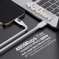 Justlink 60W LED Leistungsanzeige USB-A zu Typ-C Schnellladekabel 480Mbps Silikonkabel für Handy Tablet Laptop