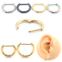 2 Paires de Boucles d'Oreilles Créoles Articulées en Titane Unisexe en Forme de D pour Femmes et Hommes, Bijoux de Piercing pour Tragus, Cartilage, Hélix