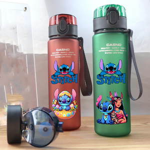 Vaso de Plástico de 560 ml de Lilo & Stitch, Taza para Beber con Estampado de Anime de Stitch y Angel, Botella Esmerilada Negra, Azul, Verde, Roja, Regalos - Product Image 4