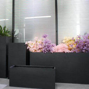 उद्यान आउटडोर बड़े काले क्लासिक प्लांटर, होटल रेस्तरां के लिए फूल प्लेटर बर्तन, फाइबर मिट्टी प्लांटर बॉक्स - Product Image 6