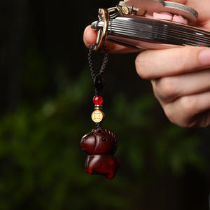 Collier pendentif porte-clés vintage en bois de santal et pièce de monnaie en cuivre, motif animal mignon, accessoires créatifs, chaîne courte pour télé<span class=keywords><strong>phone</strong></span> portable, pour femme - Product Image 3