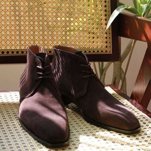 Nouvelles Chaussures Habillées pour Hommes à Bout Carré et Lacets, en Daim Britannique et Cuir Pleine Fleur, Légères, Antidérapantes, Respirantes, pour le Bureau et la Carrière, avec Talonnette Rehaussante - Product Image 3