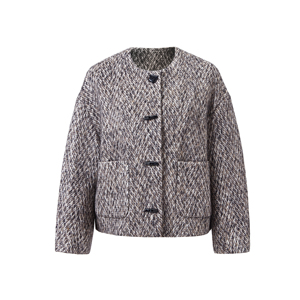 Chaqueta <span class=keywords><strong>de</strong></span> Mujer <span class=keywords><strong>de</strong></span> Lana <span class=keywords><strong>de</strong></span> <span class=keywords><strong>Alpaca</strong></span> <span class=keywords><strong>de</strong></span> Estilo Vintage Casual Corta <span class=keywords><strong>de</strong></span> Invierno OEM&ODM, Abrigo <span class=keywords><strong>de</strong></span> Lana Tweed con Cuello Redondo y Bolsillos - Product Image 1