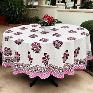Modern Floral Cotton Customizable Handmade Printed Durable Washable Eco-Friendly 100D/48F <b>Round</b> <b>Tablecloth</b> Wedding Party Home - Product Image 1