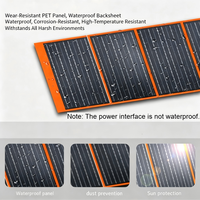 Lampe Solaire d'Urgence 300W Noire, Panneau Solaire Portable 100 Cellules, Sac Pliable, Alimentation Extérieure 18V