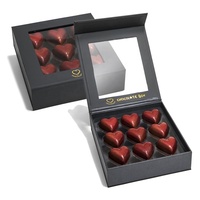 Boîte cadeau rigide en papier kraft personnalisée pour chocolats, bonbons et confiseries, avec fenêtre transparente