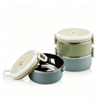 Boîte à lunch légère empilable en acier inoxydable avec couvercle en PP, compartiments de conservation pour le stockage des aliments en camping en plein air