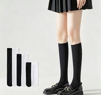 Chaussettes noires et blanches standard respirantes en nylon tricoté de compression CLASSE 1, longueur genou, pour femme, style JK, pour l'été