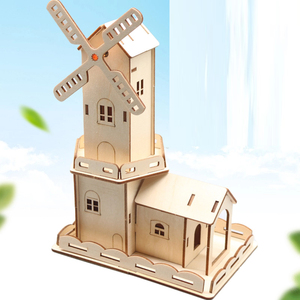 OKYN-Y2564 ชุดประกอบกังหันลมไม้แบบ DIY พร้อมไฟ ของเล่นวิทยาศาสตร์เพื่อการศึกษา ขับเคลื่อนด้วยไฟฟ้า - Product Image 4