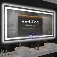 Miroir de salle de bain intelligent à LED avec écran tactile, affichage de la date et de l'heure, étanche IP44, détecteur de mouvement humain, pour projets hôteliers