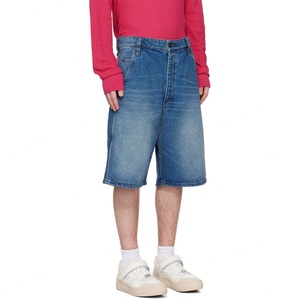 Custom <b>Men</b> <b>Jean</b> Shorts Blue Non-Stretchy High Rise <b>Relaxed</b> <b>Fit</b> Denim Shorts - Product Image 2