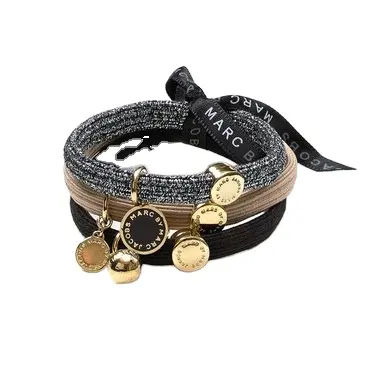Custom logo metal charms bracelet ponytail hair ties elastic hair band hairband headband for women Ladies