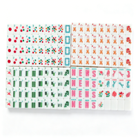 Set Mahjong Amerika YinShou Luxury 160 Ubin Akrilik Lapis Tunggal Putih - Set Mahjong Motif Bunga Tropis & Leopard Kustom