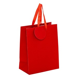 Petit sac en papier rouge pailleté 18x10 H. 23CM - Product Image 1