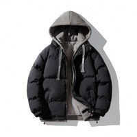 Veste d'hiver pour homme, style streetwear, réversible, à capuche, en polyester, épaisse, avec fermeture éclair, coupe ample, tendance, deux pièces, tailles M-4XL