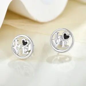 CUSTOM OEM 925 Silver Earrings Women 2023 New Style Fantastic LUV Letter Jewellery Studs Earrings