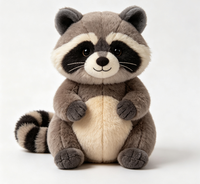 Boneka Raccoon Plush Lembut Custom Pabrik OEM ODM, Boneka Hewan Raccoon Isi Dakron, Logo Sesuai Pesanan