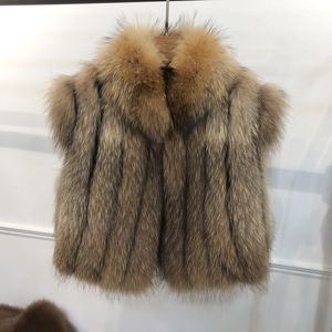 เสื้อกั๊กขนสุนัขจิ้งจอกคุณภาพสูงเสื้อโค้ทตัวนอกสำหรับผู้หญิงเสื้อโค้ทขนแรคคูนแท้เสื้อกั๊กขนฟูนุ่มสำหรับผู้หญิง - Product Image 1