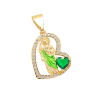 Perhiasan Kristen Religius Khusus Kalung Liontin Hati Triwarna Kuningan Berlapis Emas 14K Zirkon Liontin Santo Pesona Mode