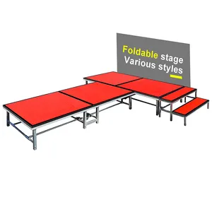 SHTX Modular Anti Slip Surface Stage Platform Folding Stage With Mobile Risers For Event portable folding stage stairs