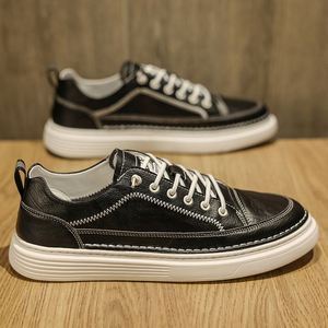 Nouvelles baskets tendance pour hommes 2024, en microfibre noire, personnalisables, chaussures de marche décontractées toutes saisons à lacets, vente chaude OEM - Product Image 4