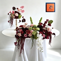 Ensemble de centre de table de mariage de luxe rose bordeaux ZIKE ZKOD035, candélabre doré, vase, Anthurium et Calla Lily au toucher réel, décoration de table