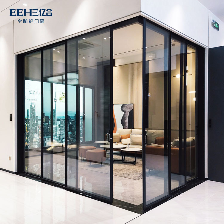 Alloy Sliding Door Black Narrow Frame