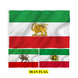 BOLISI โพลีเอสเตอร์90X150เซนติเมตรคู่ด้านอิหร่านธงสิงโตเก่าและดวงอาทิตย์ธงของอิหร่าน