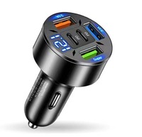 Chargeur de voiture numérique 66W avec 2 ports USB, charge rapide pour téléphone, adaptateur de charge rapide pour téléphone portable, chargeur de voiture pour iPhone 18