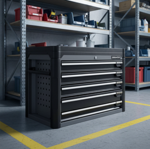 Armoire à outils professionnelle à 4 tiroirs avec serrure, <span class=keywords><strong>coffre</strong></span> à outils métallique mobile populaire pour le bureau, l'entrepôt et le garage - Product Image 1