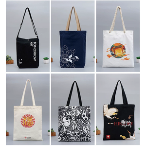 Bolsa de compras reutilizable ecológica con logotipo personalizado, de lona de algodón tejida, con bolsillos con cierre de cremallera para viajes y regalos. - Product Image 3