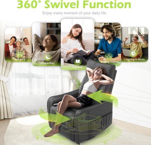 <span class=keywords><strong>Sillones</strong></span> <span class=keywords><strong>Reclinables</strong></span> Modulares Modernos 3 en 1, Sofá con Masaje y Calor, Silla Mecedora Giratoria 360°, Cojín Acolchado, Control Remoto Metálico para Sala de Estar - Product Image 4