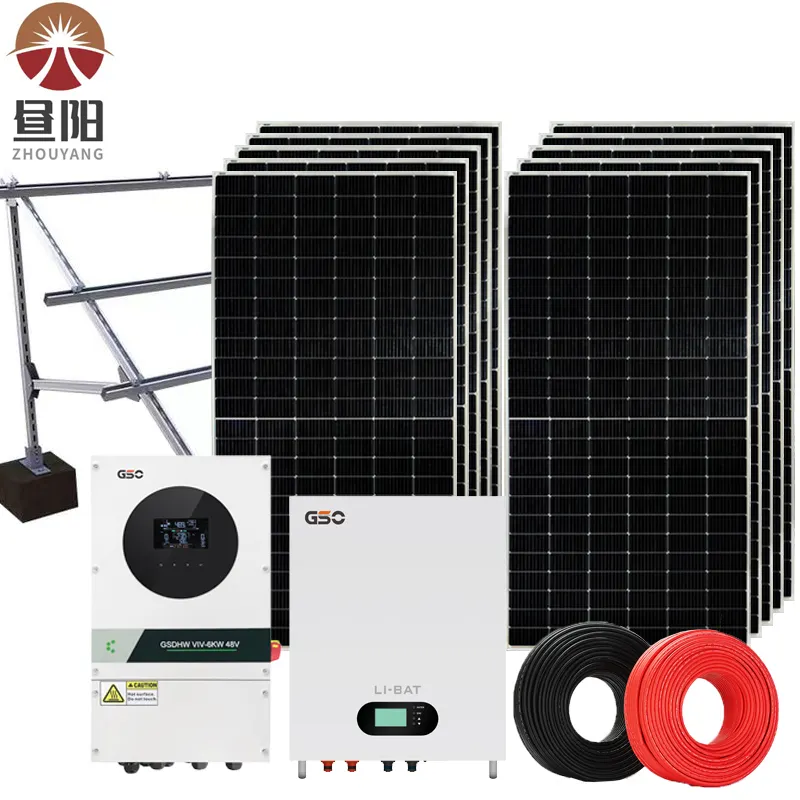10kw solar system with battery power off grid solar panel 10kw set photovoltaic kit 10 kw