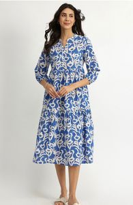 ชุดเดรสยาวผ้าฝ้ายพิมพ์ลายดอกไม้สำหรับผู้หญิงงานปาร์ตี้ทำด้วยมือจากนักออกแบบชาวอินเดีย - Product Image 2