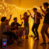Lámpara de Pie Esquinera LED Moderna con Control por Aplicación, Sincronización Musical, Multicolor, Cuerpo de PVC, Control Remoto, para Dormitorio