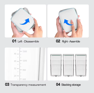 Échantillon gratuit ensemble de récipients de stockage des aliments en plastique modernes stockage de cuisine transparent pour les aliments secs <span class=keywords><strong>pâtes</strong></span> joint injection de lait à gros grains - Product Image 2