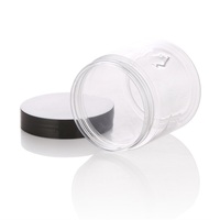 50 ml 100 ml 120 ml 150 ml 200 ml 250 ml 500 ml PET pots de crème cosmétique transparents conteneur de gommage corporel en plastique avec couvercles noirs