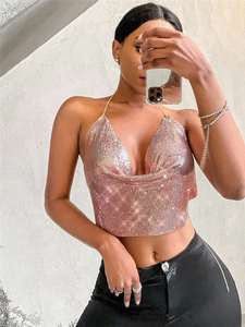 Summer Sexy Club Bar Shining Metal Sling <strong>Disco</strong> Ladies Vest Women's Tank <strong>Top</strong> - Product Image 4