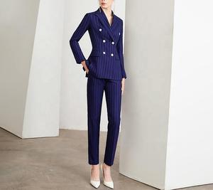 Usine haut de gamme fournissant des tenues exclusives à deux couleurs avec col <span class=keywords><strong>rose</strong></span> vestes pantalons ensembles de costumes pour femmes - Product Image 1