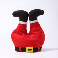 Chapeau d'elfe de Noël festif avec jambes à l'envers, chapeau de fête en peluche amusant pour enfants et adultes, vente en gros, logo personnalisé